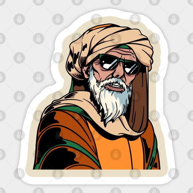 White Bearded Arabian Man Wearing Sunglasses Sticker by BadAz Collectibles